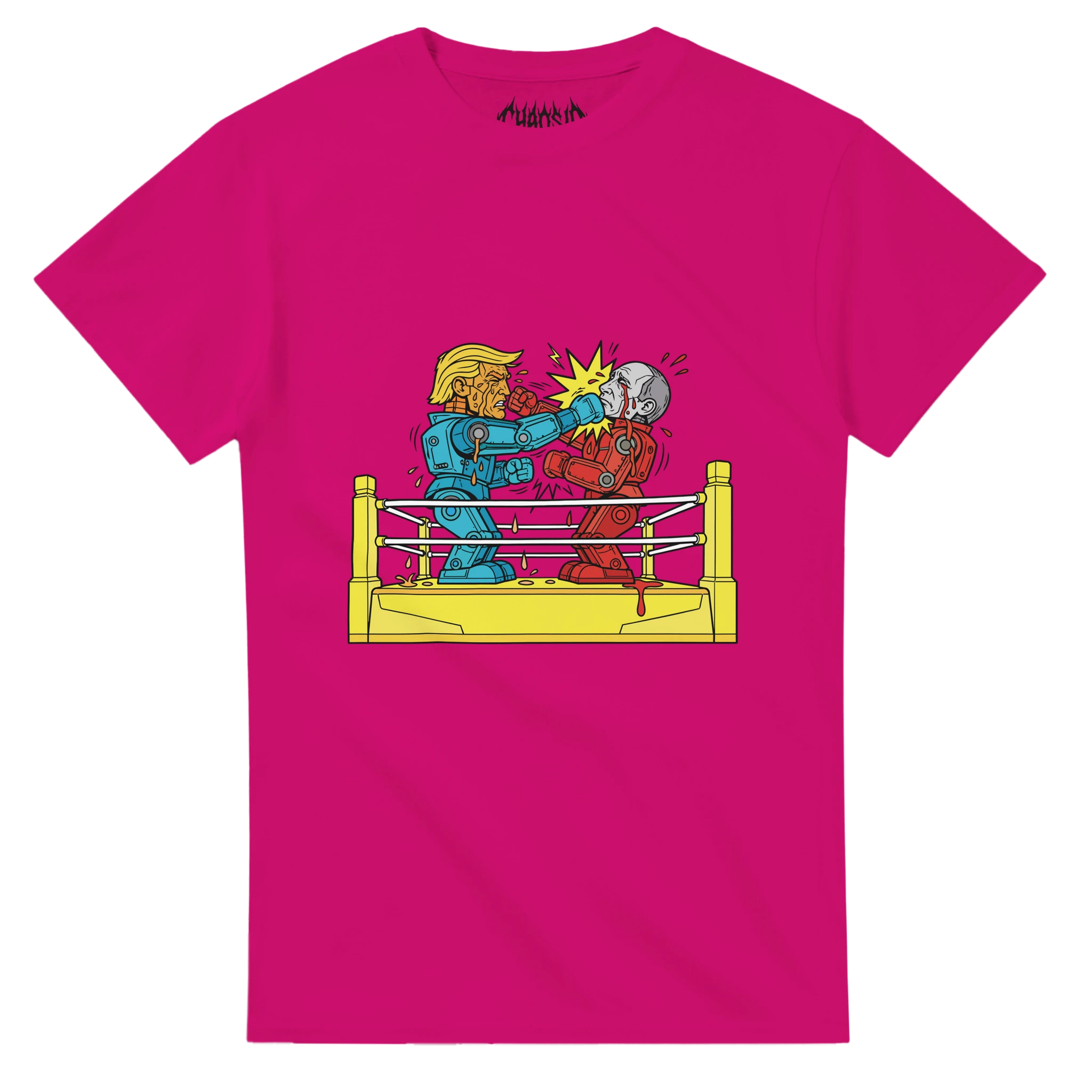 Heliconia pink Blamebots graphic tee featuring an edgy streetwear illustration