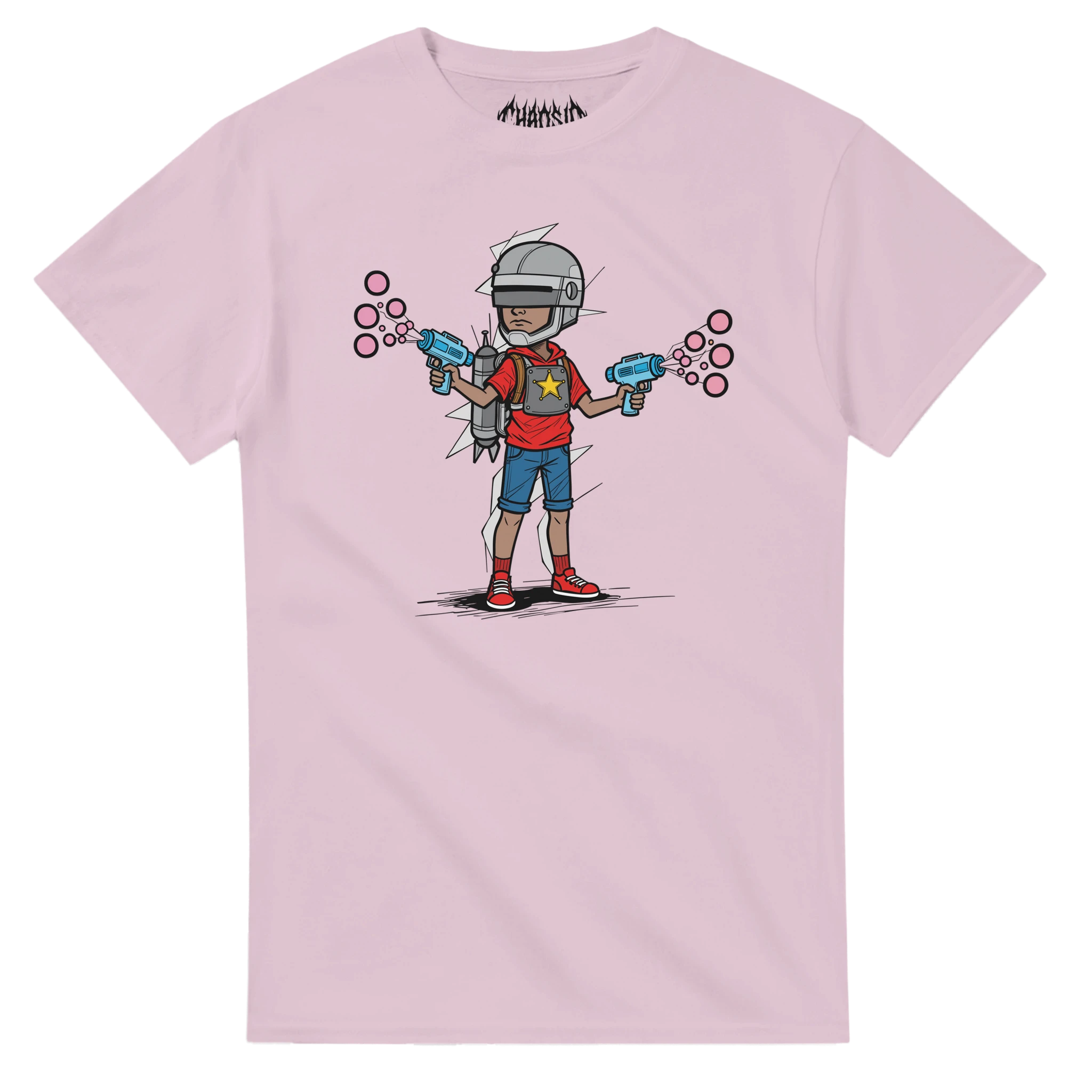 chaosid online shop, graphic tee, antisystem, apolitical, urban style, fun tee, pink bubblecop tee