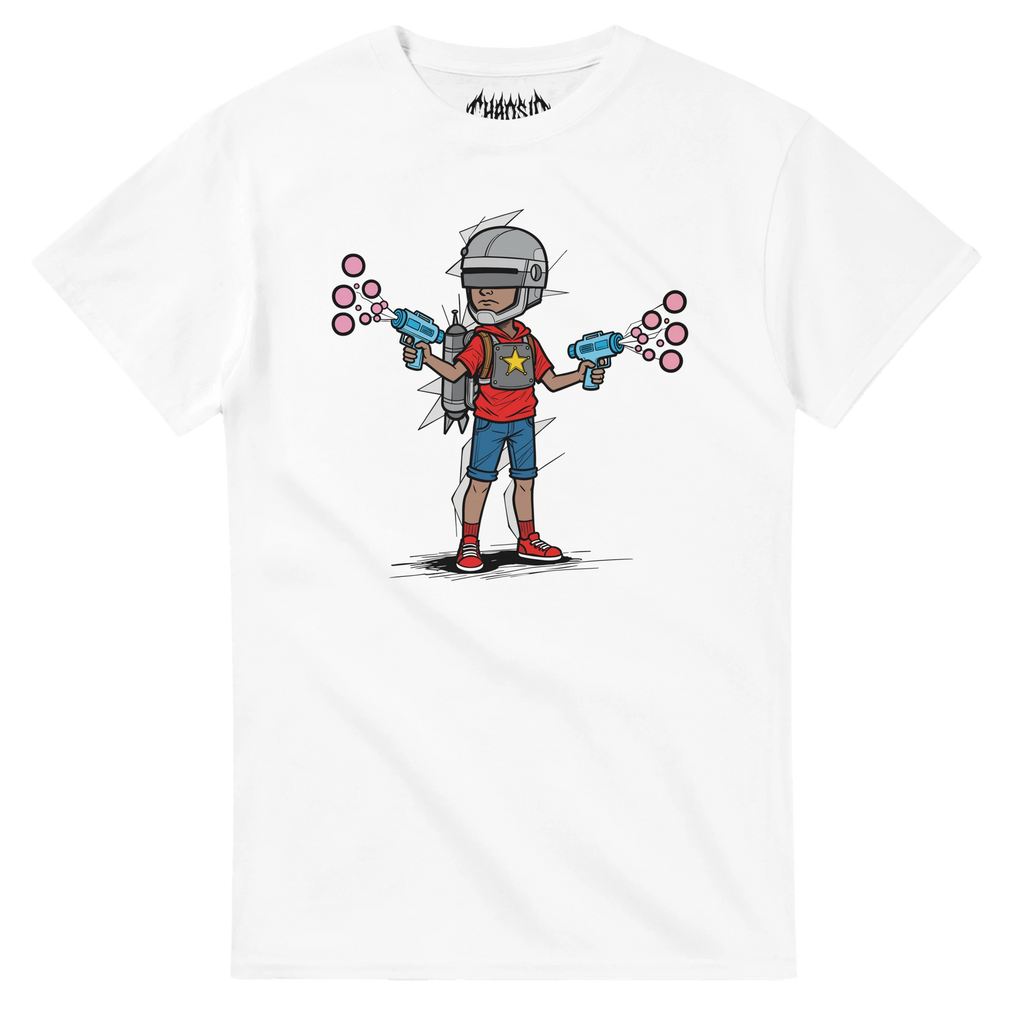 chaosid online shop, graphic tee, antisystem, apolitical, urban style, fun tee, white bubblecop tee