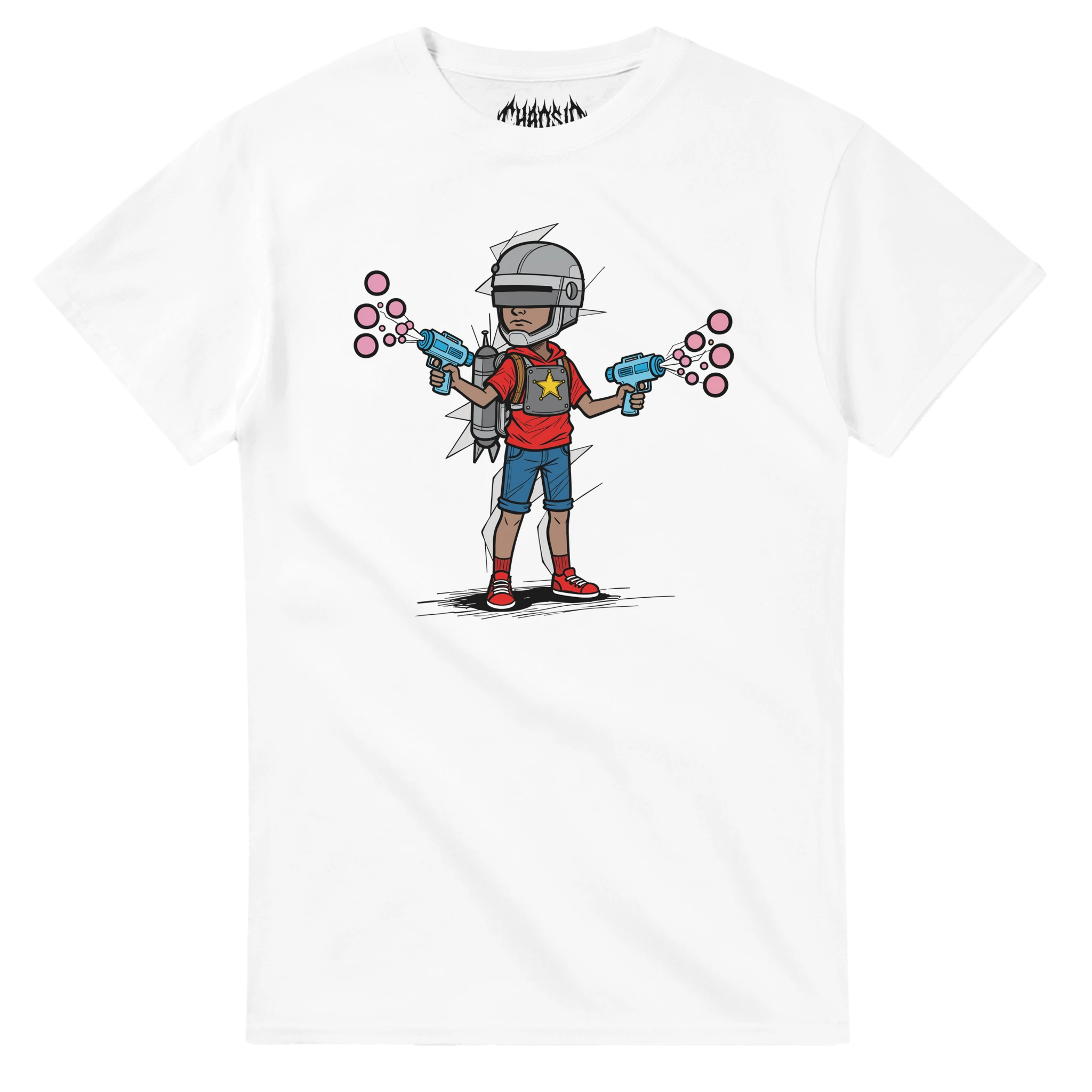 chaosid online shop, graphic tee, antisystem, apolitical, urban style, fun tee, white bubblecop tee