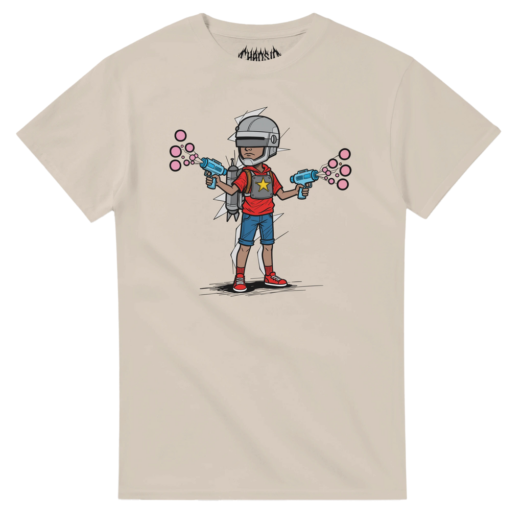 chaosid brand, streetwear clorhing, graphic tee, fun print, cheap skatewear tee, bubblecop graphic