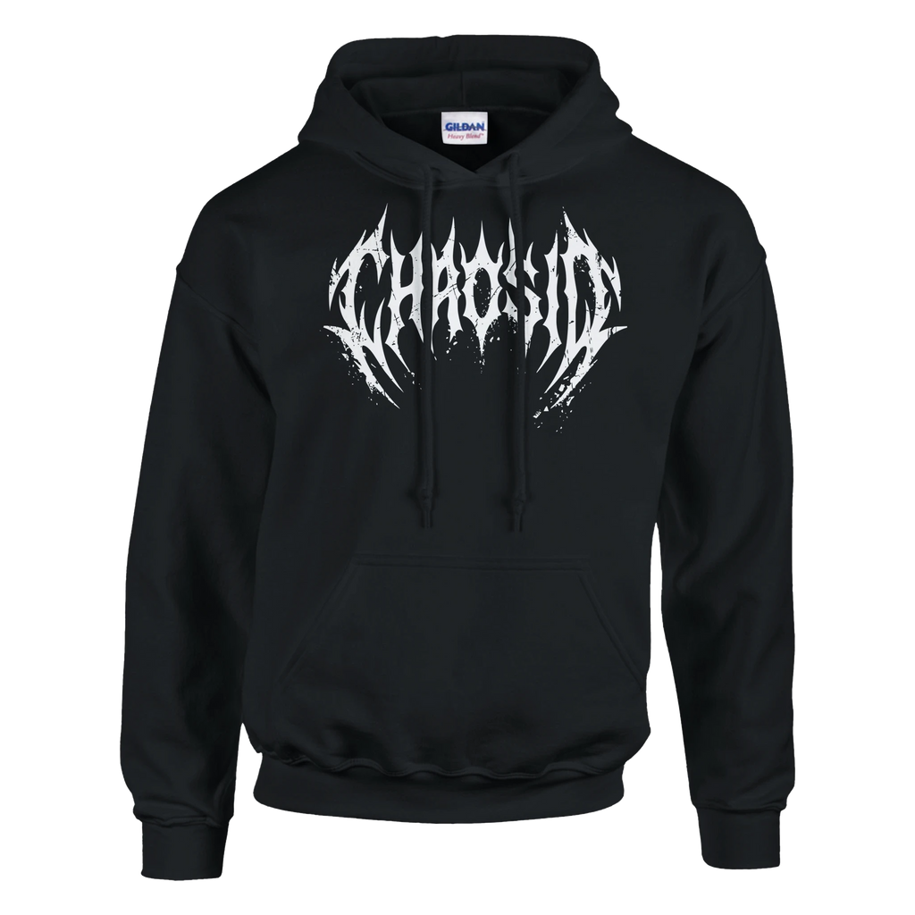 chaosid streetwear hooded sweatshirt, white logo