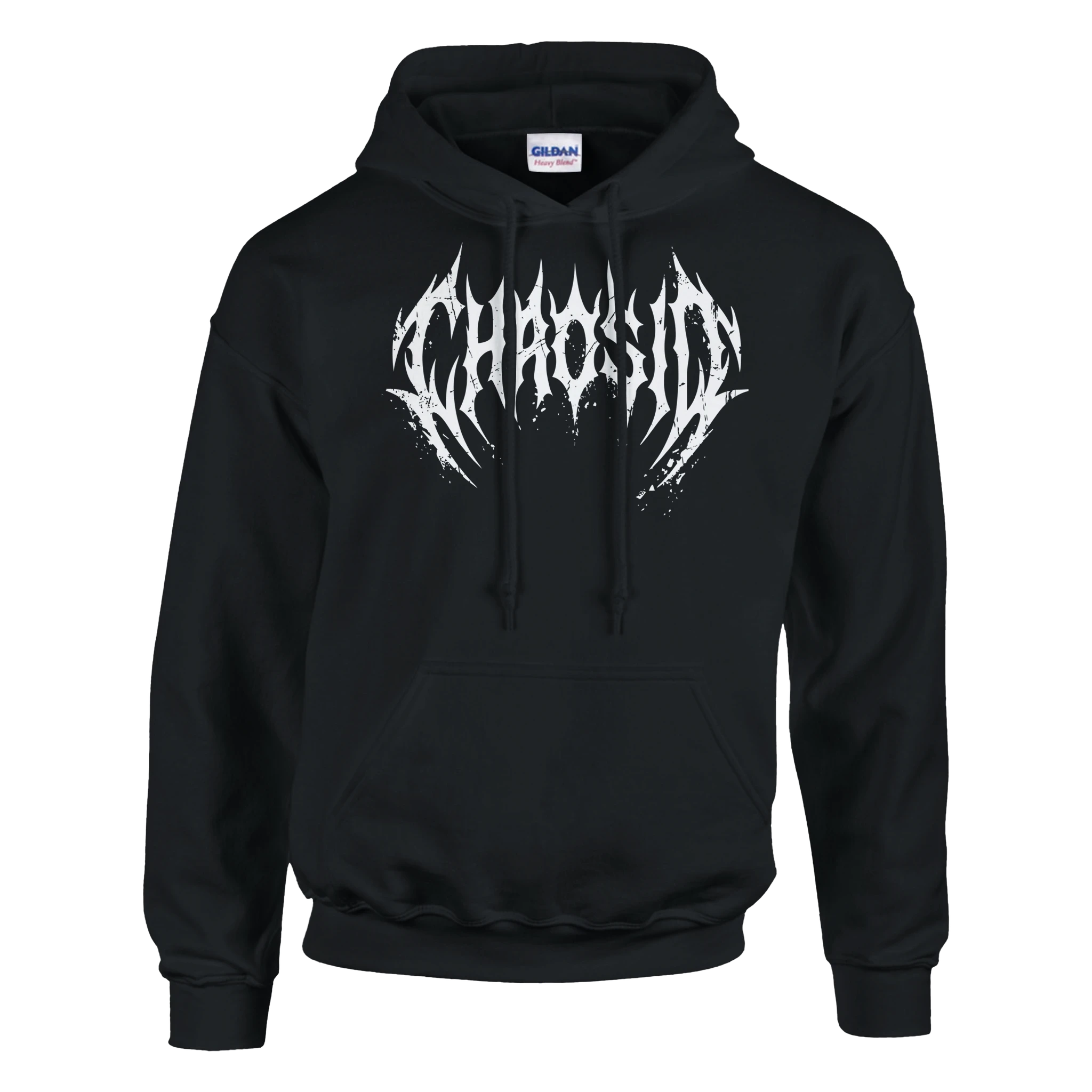 chaosid streetwear hooded sweatshirt, white logo
