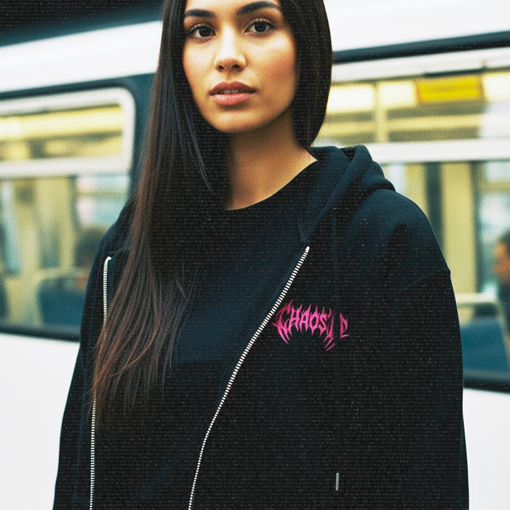 Sweat à capuche unisexe à fermeture éclair Noir ChaosID