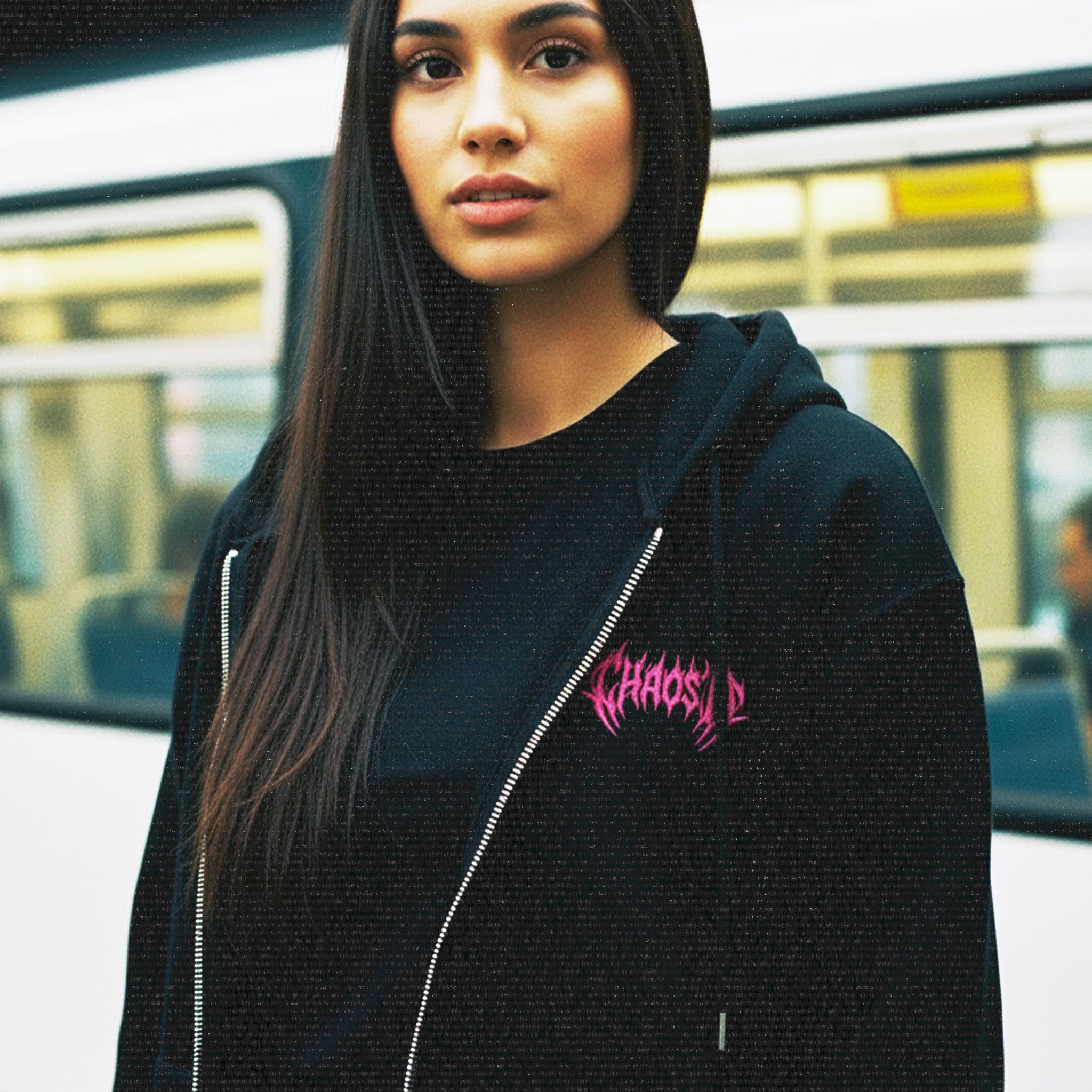 Sweat à capuche unisexe à fermeture éclair Noir ChaosID