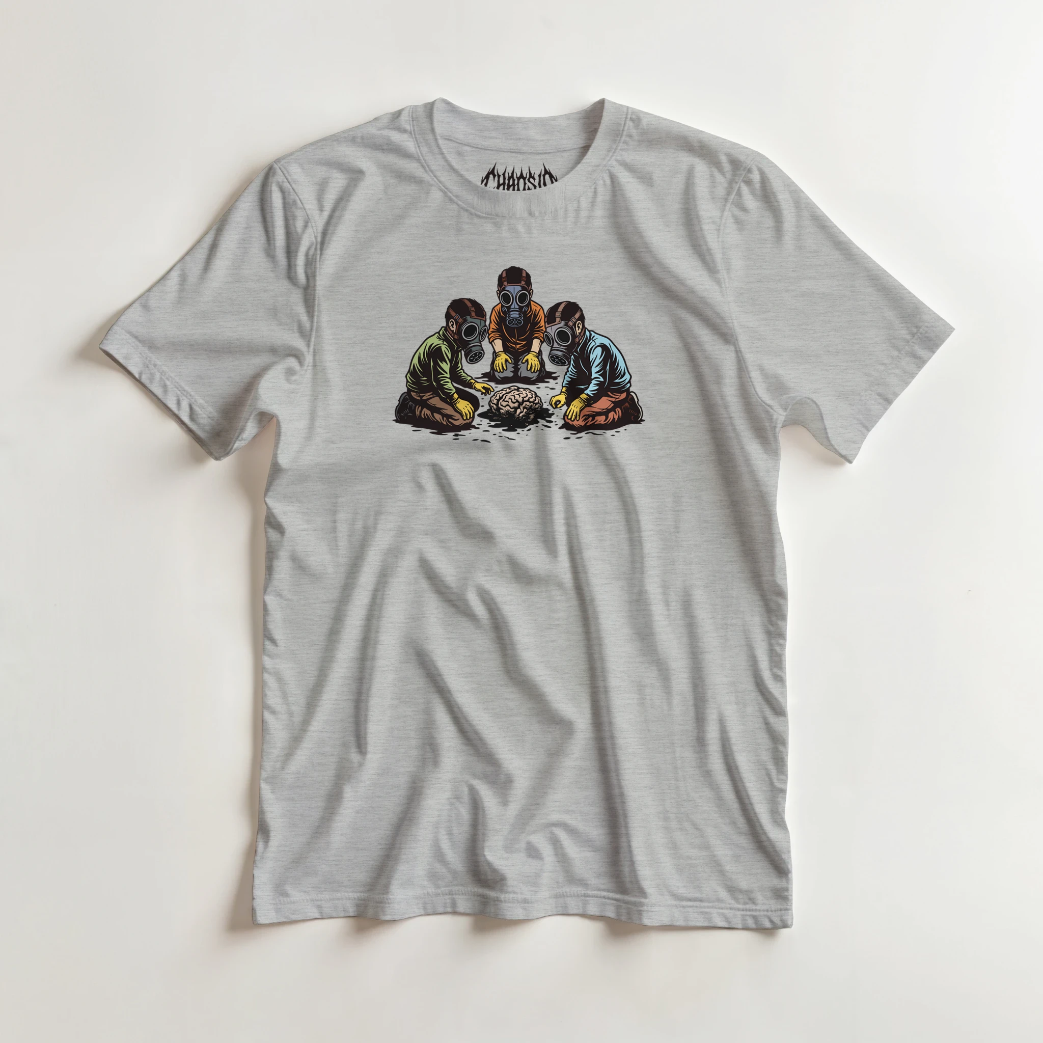 Dark Matter graphic tee with a dark, nihilistic streetwear design showing an oozing brain fossil