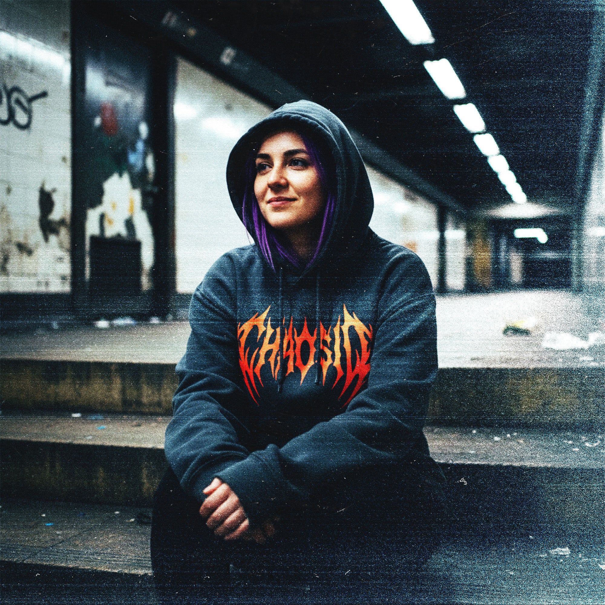 Sweat à capuche unisexe ChaosID dégradé et logo 3D