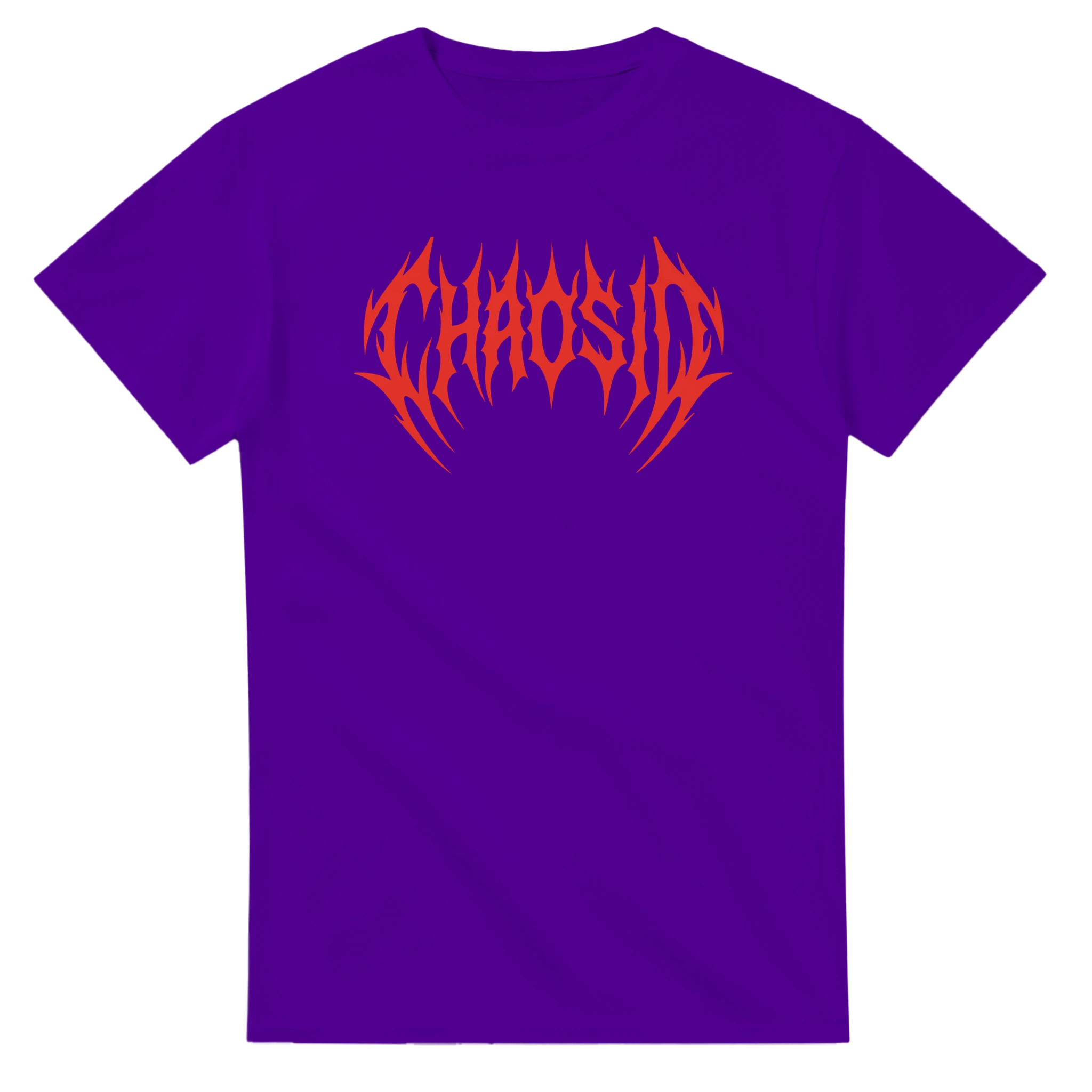 ChaosID streetwear brand france, streetwear fashion, purple tee with red logo