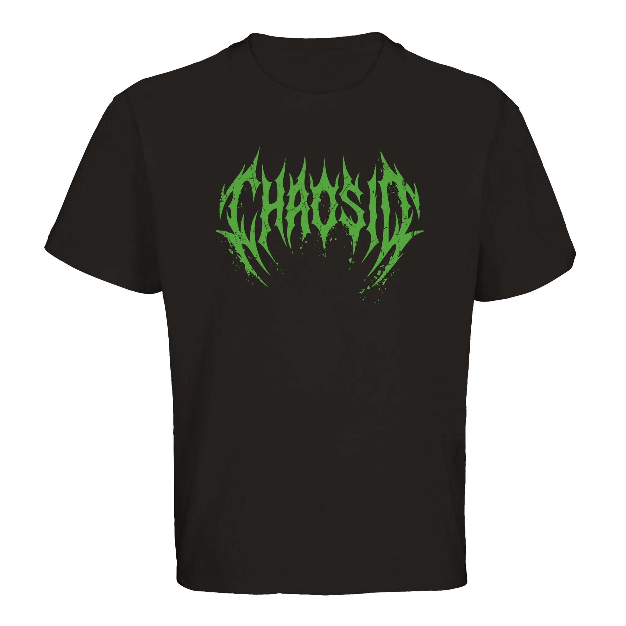 t-shirt ample noir logo vert chaosid
