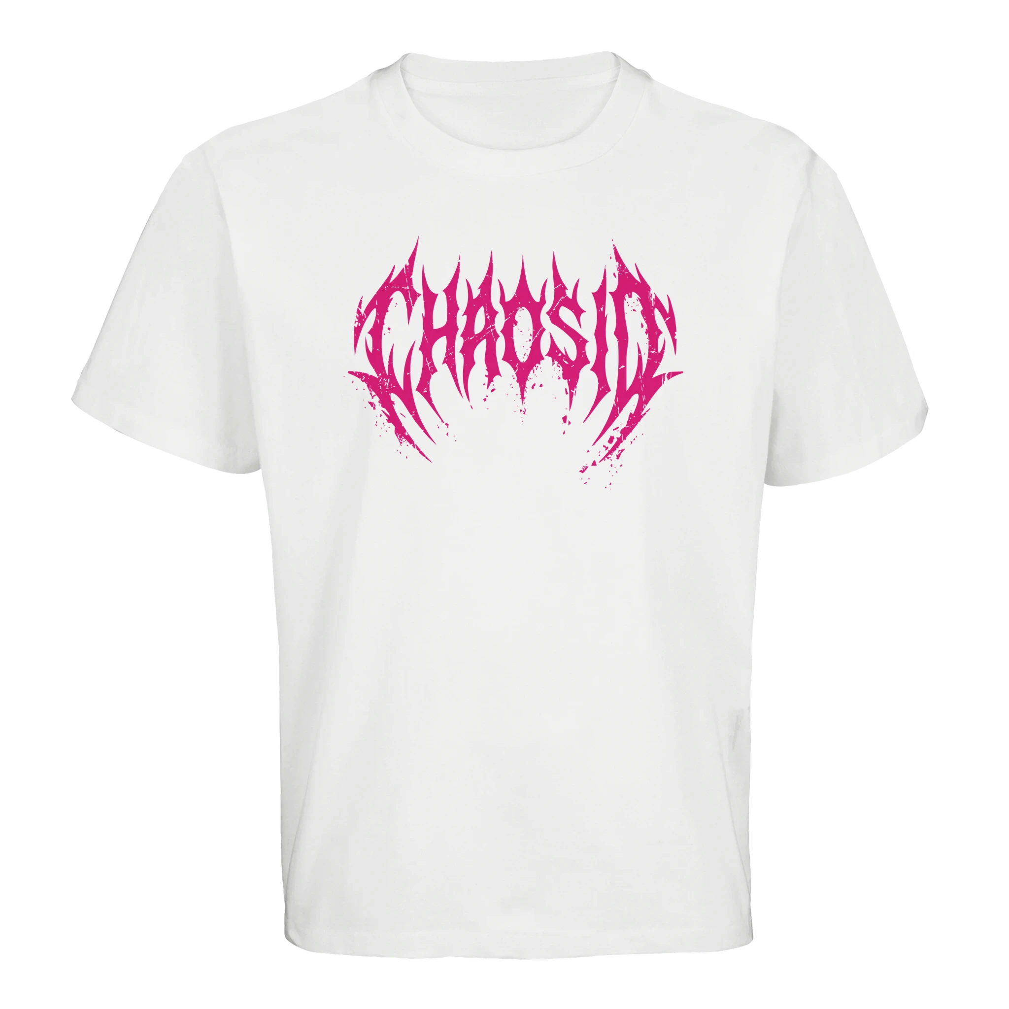 t-shirt ample blanc logo rose chaosid