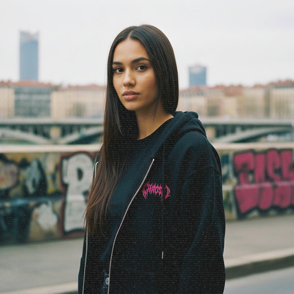 Sweat à capuche unisexe à fermeture éclair Noir ChaosID