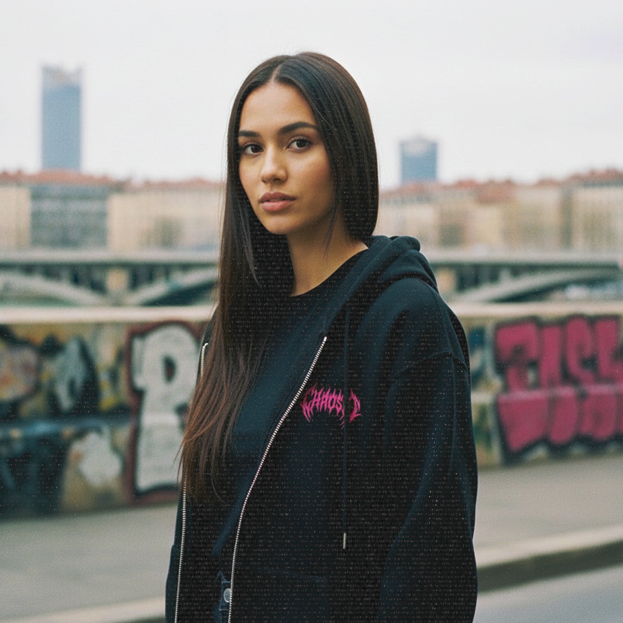 Sweat à capuche unisexe à fermeture éclair Noir ChaosID