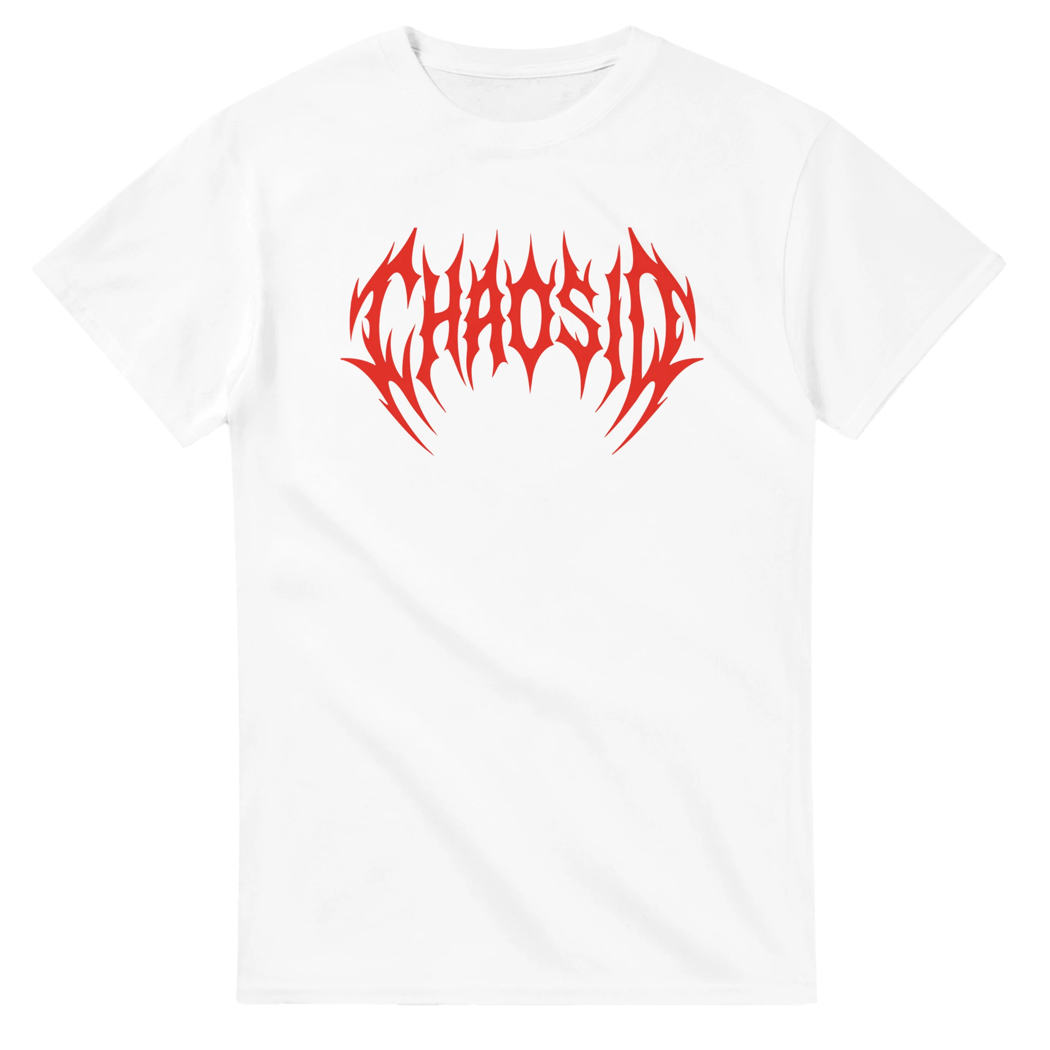 ChaosID white tee with classic red logo, streetwear, online shop