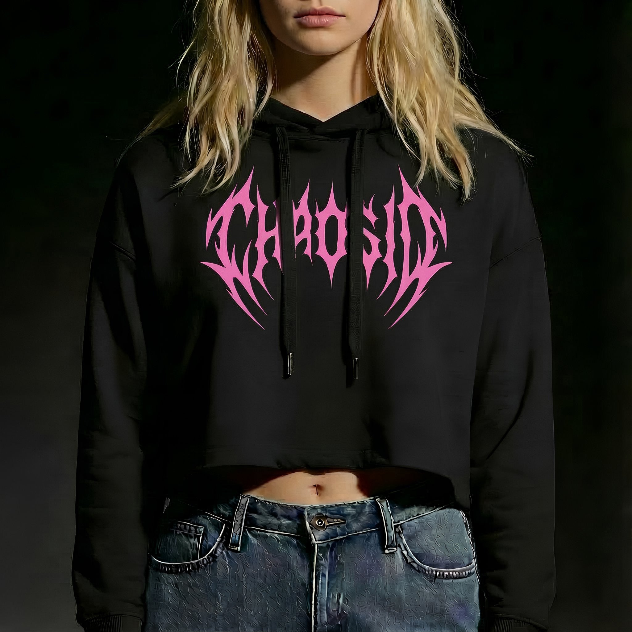 Sweat à capuche court pour femme ChaosID (taille S)