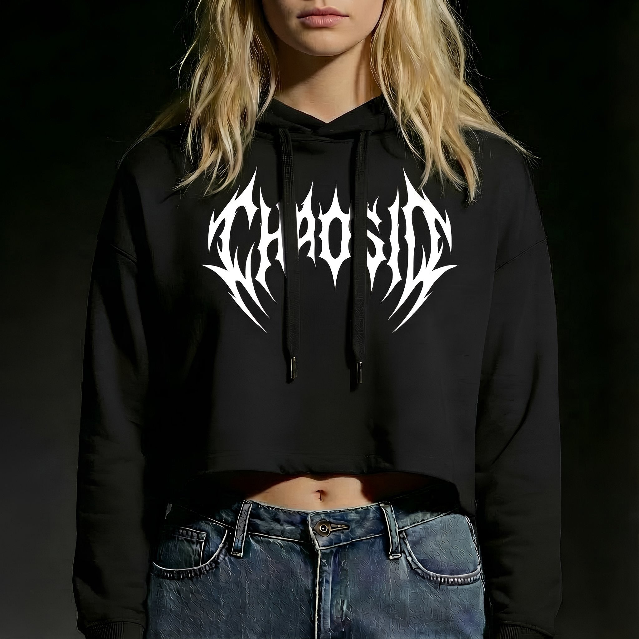 Sweat à capuche court pour femme ChaosID (taille S)