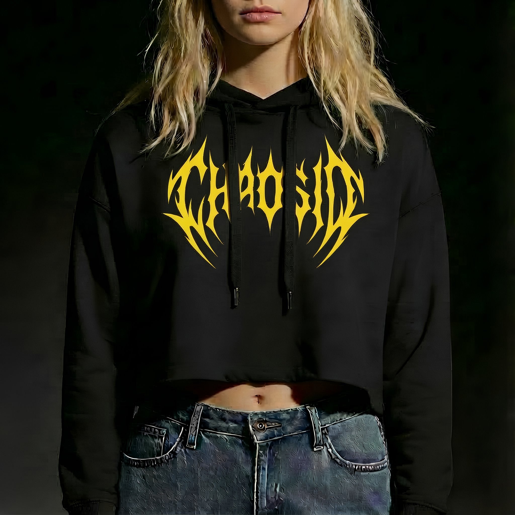 Sweat à capuche court pour femme ChaosID (taille S)