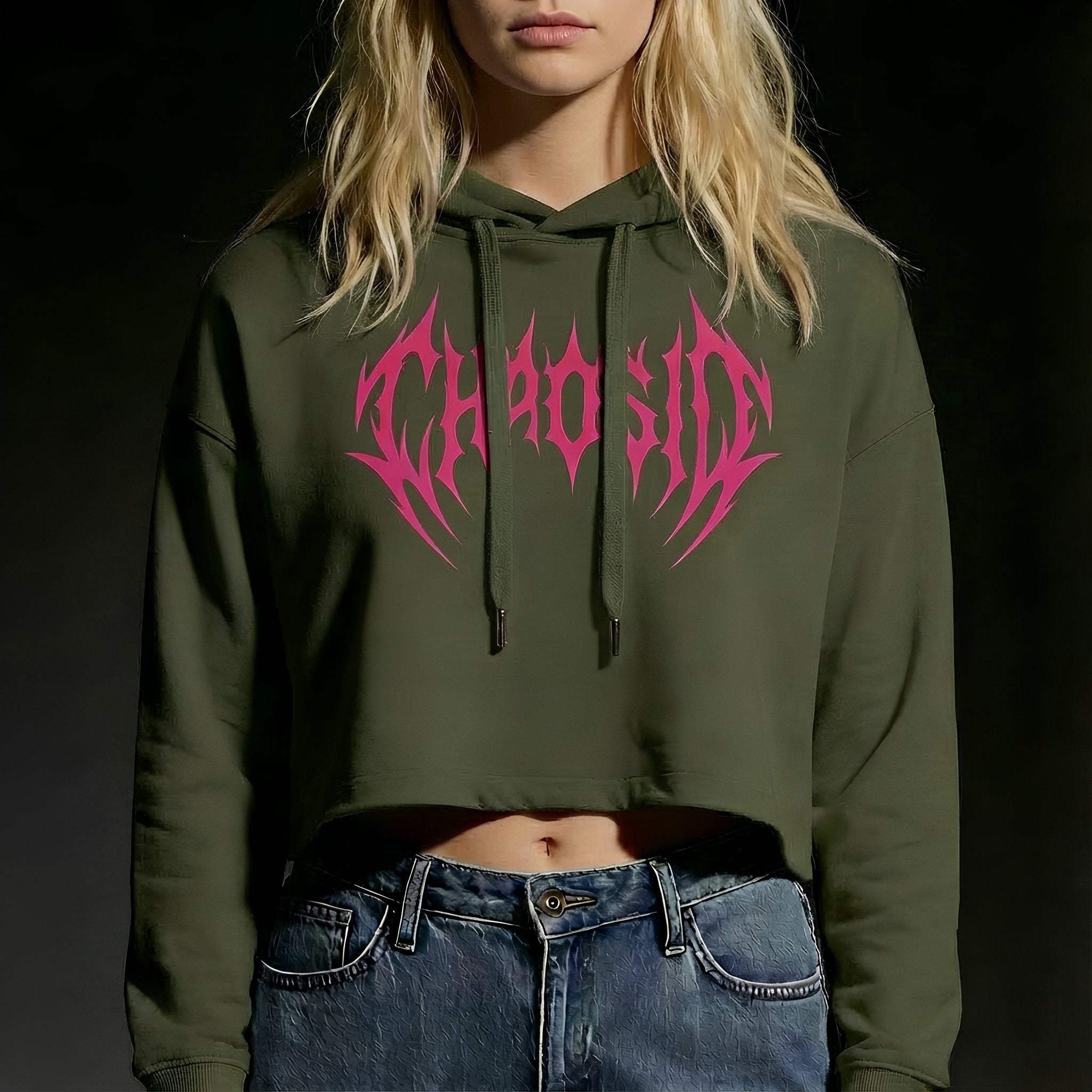 Sweat à capuche court pour femme ChaosID (taille S)