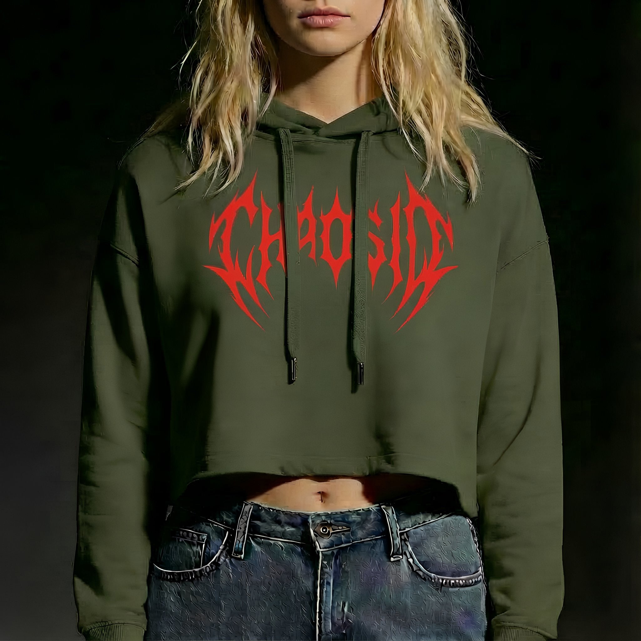 Sweat à capuche court pour femme ChaosID (taille S)