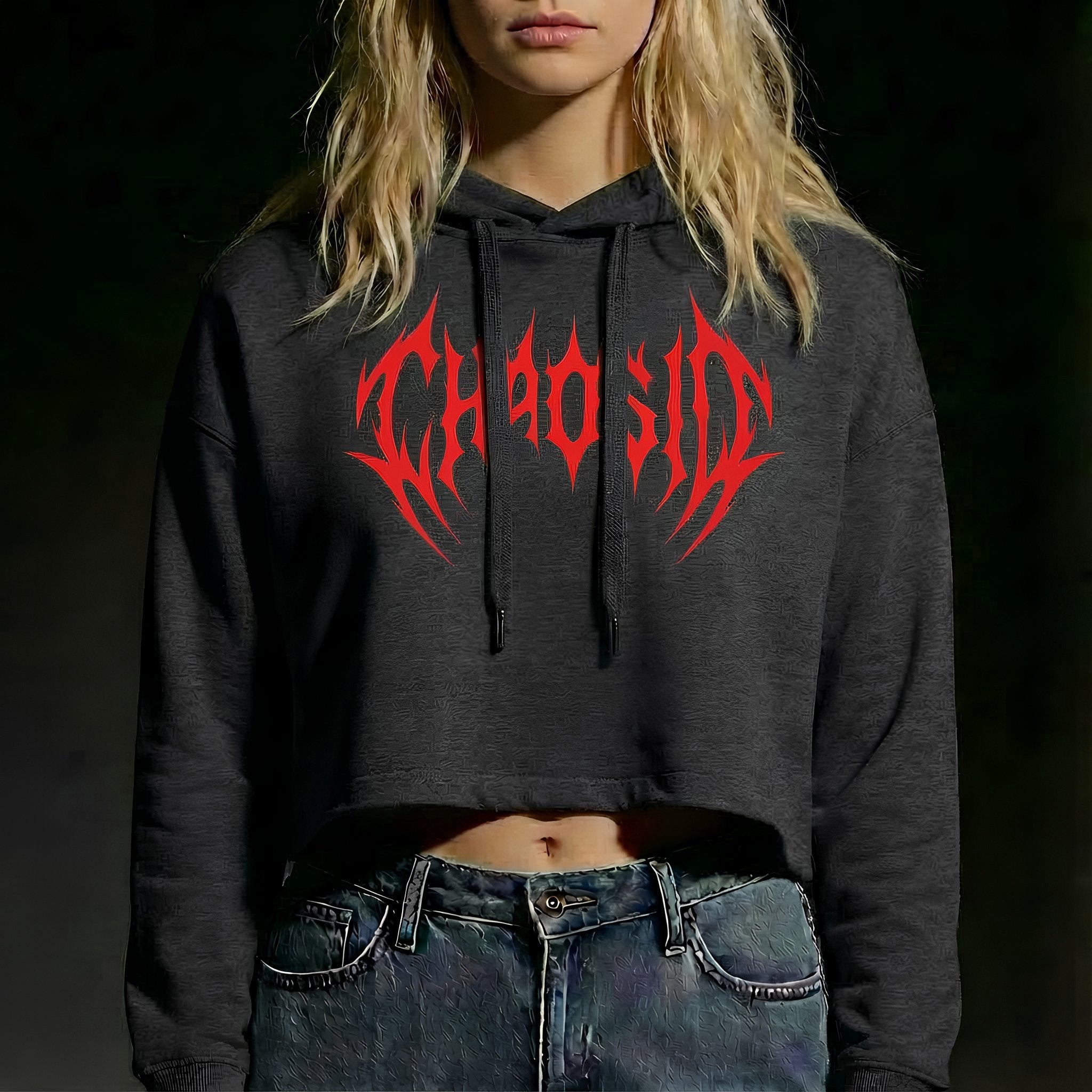 Sweat à capuche court pour femme ChaosID (taille S)