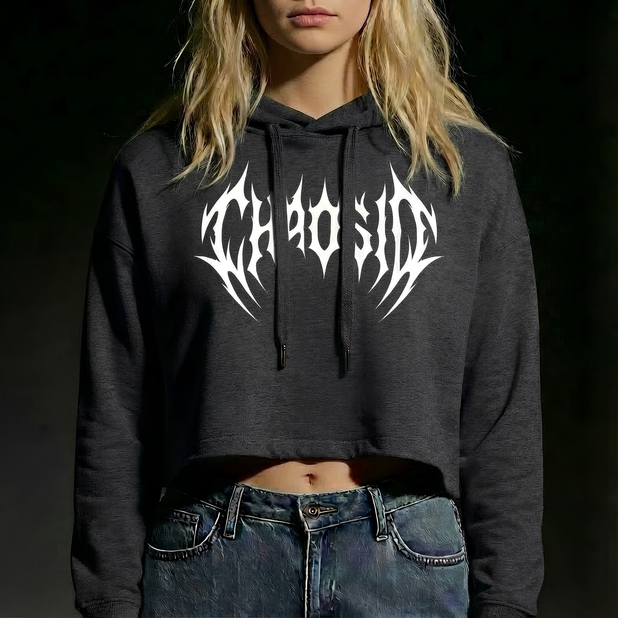 Sweat à capuche court pour femme ChaosID (taille S)