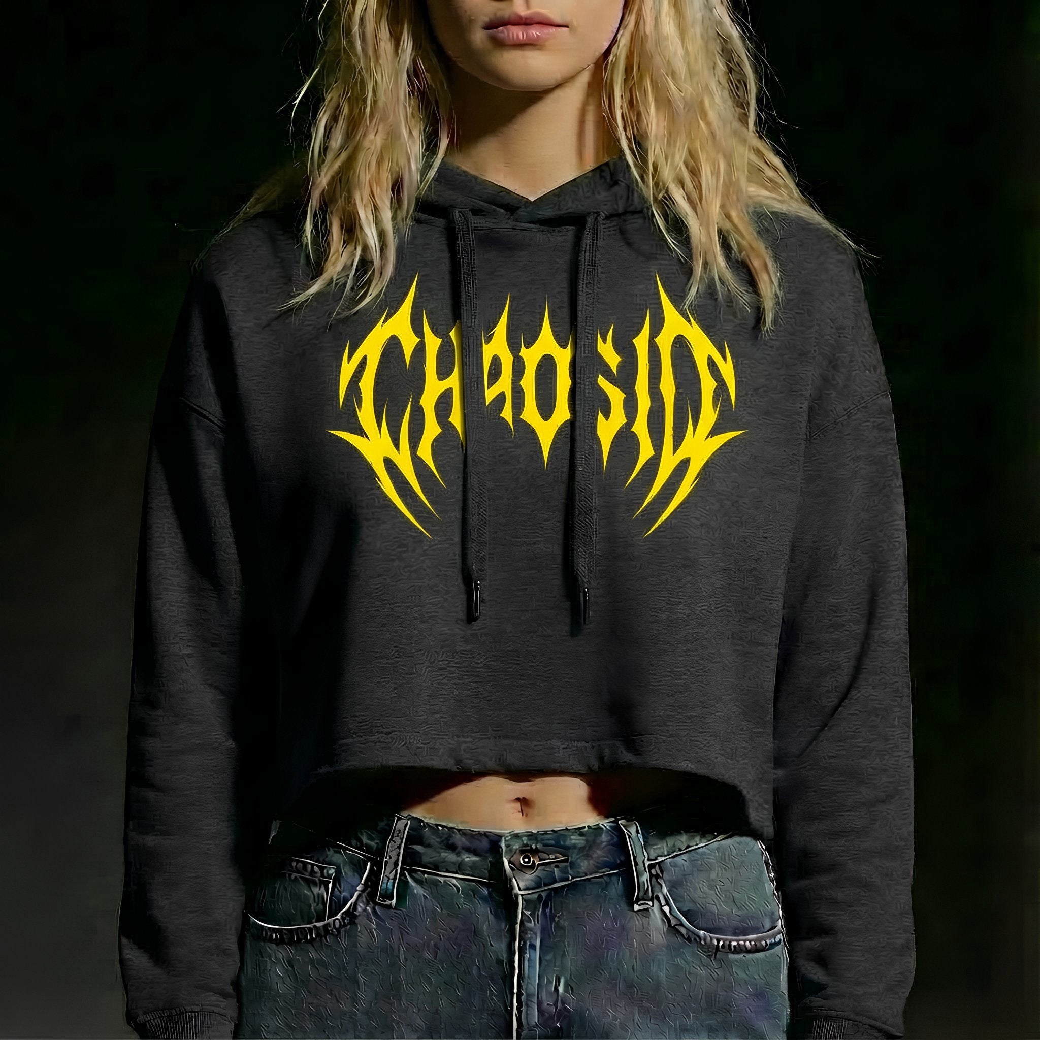 Sweat à capuche court pour femme ChaosID (taille S)