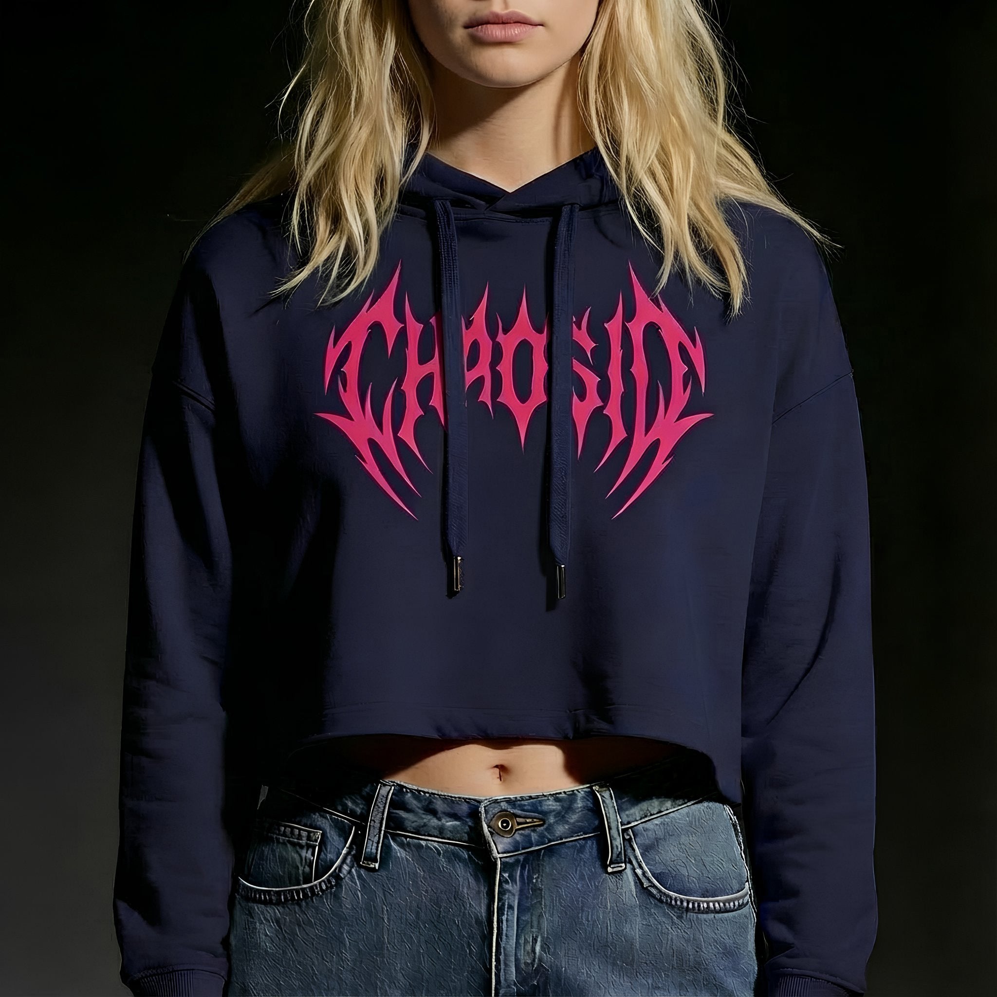 Sweat à capuche court pour femme ChaosID (taille S)