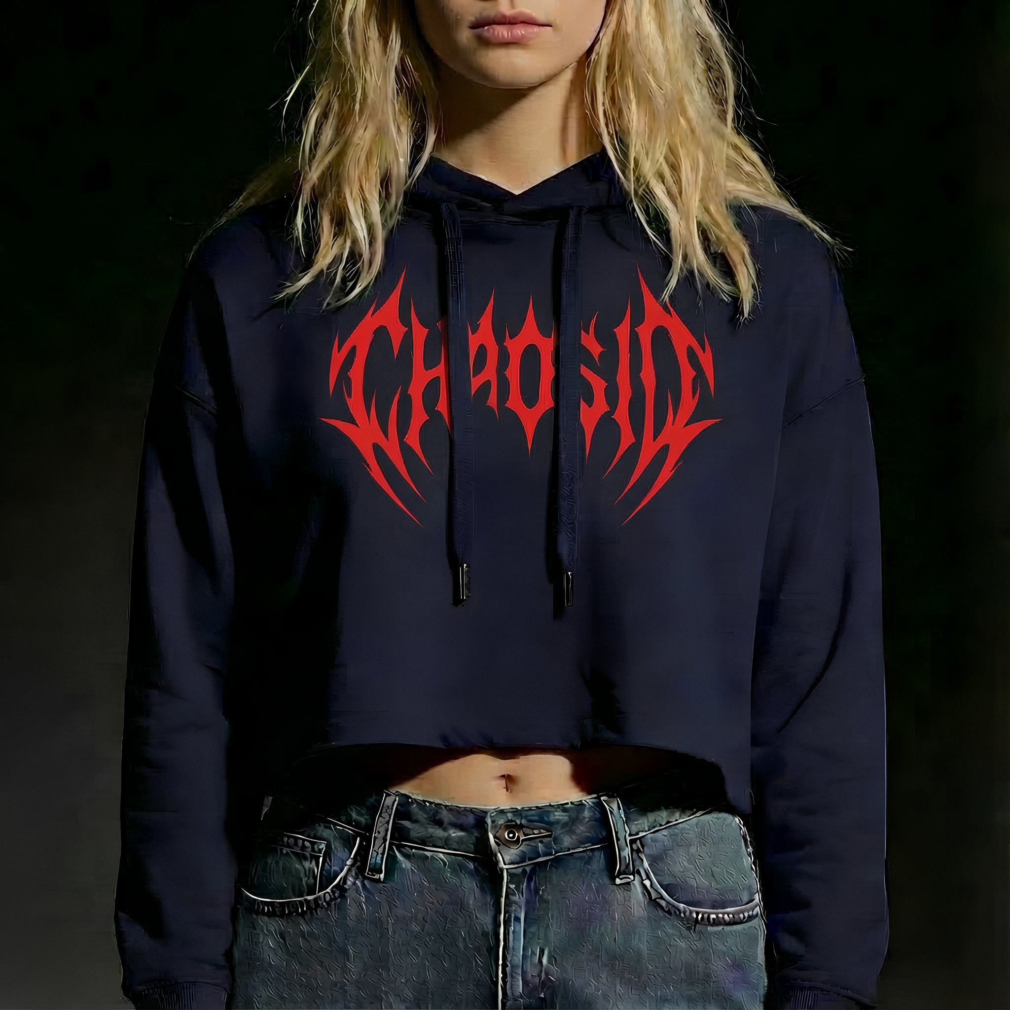 Sweat à capuche court pour femme ChaosID (taille S)