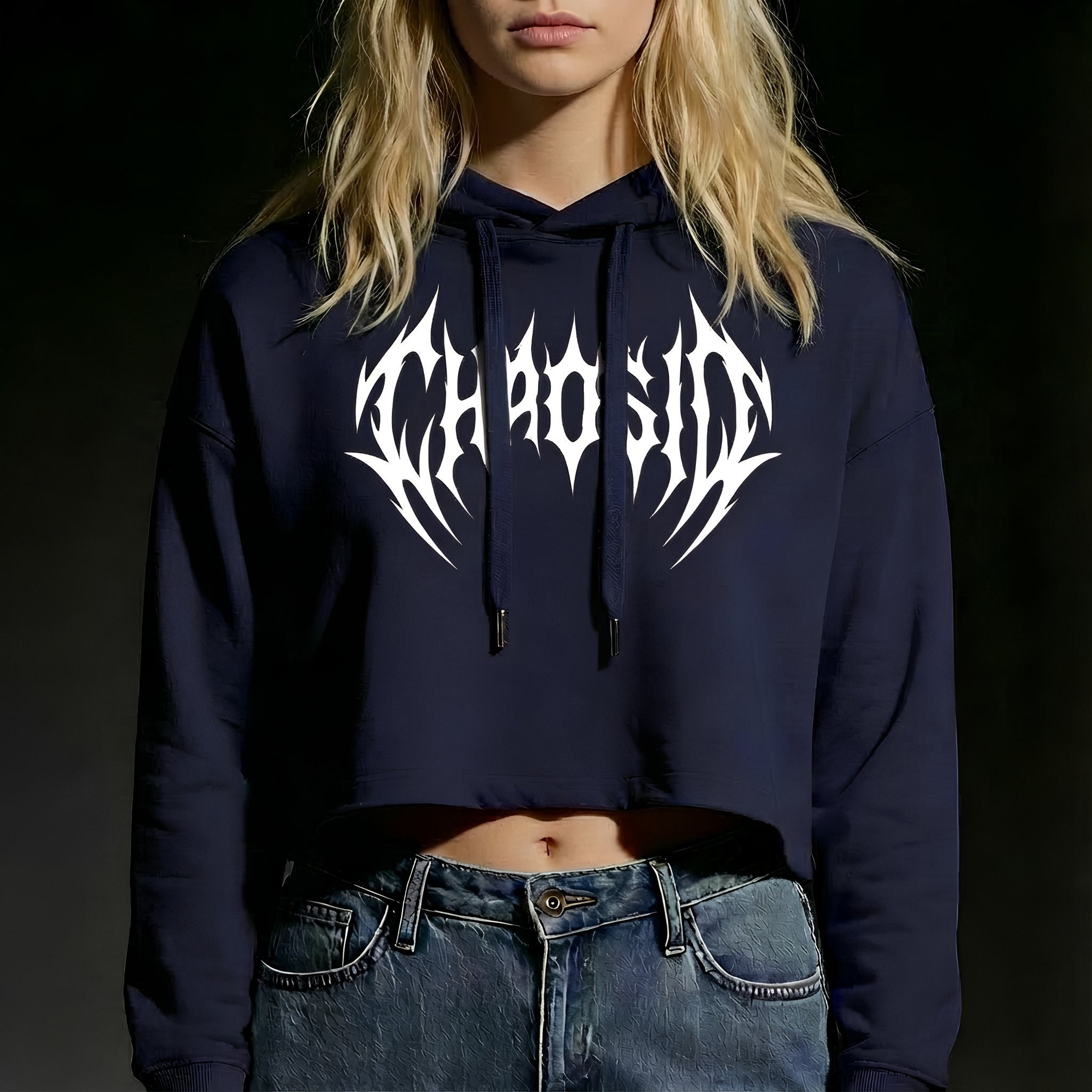 Sweat à capuche court pour femme ChaosID (taille S)